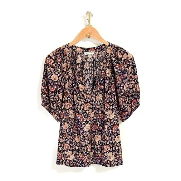 NWOT Ulla Johnson Puff-Sleeve Floral Evie Blouse - Picture 2 of 5